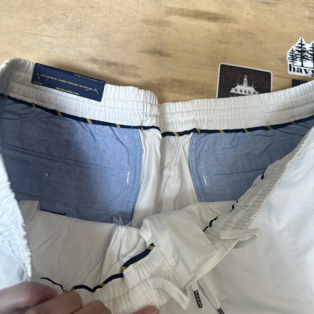 Polo Ralph Lauren Chino SHORTS Mens 2LT Classic Elastic‎ Waist WHITE $110 NEW